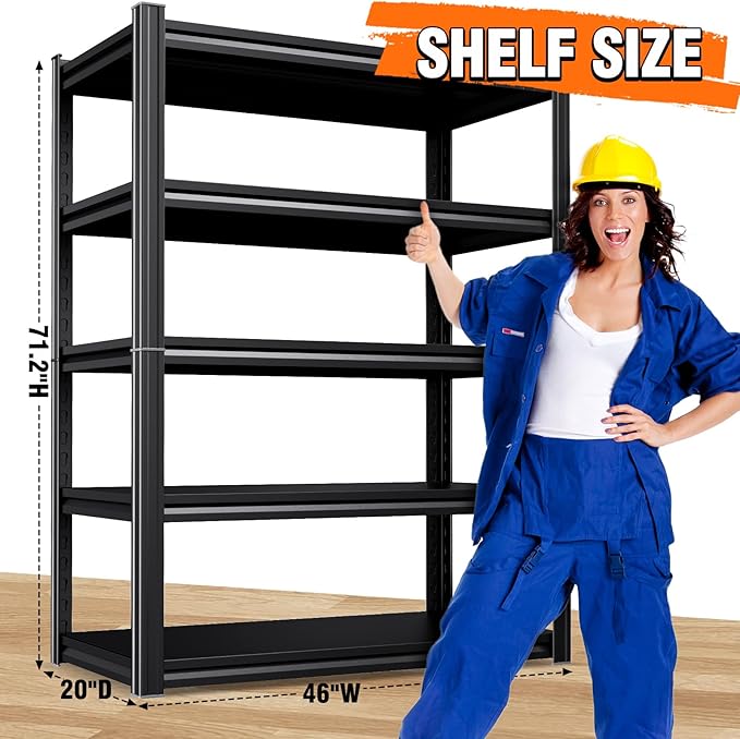 Garage Shelving-2050 lbs 5 Tier Storage Shelves, Adjustable Heavy Duty Metal