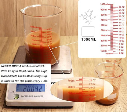 High Borosilicate Glass Measuring Cup-V-Shaped Spout, 1000ml Glass Measuring