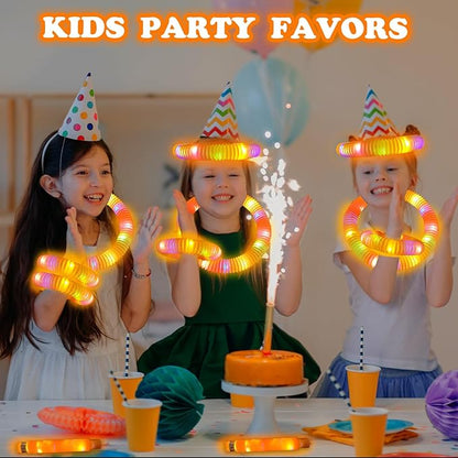 12 PCS Orange Glow Sticks Pop Tubes for kids,Halloween Light Up Necklaces Bracelets Accessories for Toddlers,Party Favors Decor Goodie Bags Boo Basket Stuffers Classroom Prizes Treats for Boys