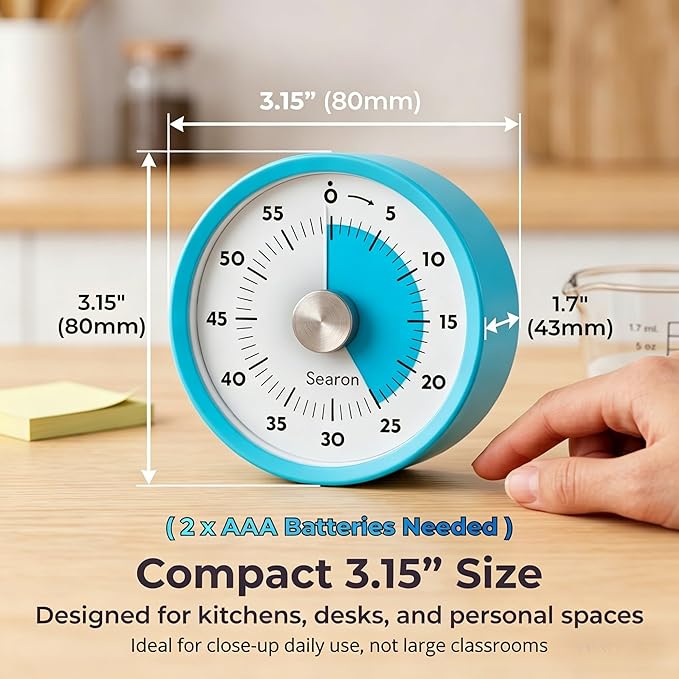 Searon Magnetic Visual Kitchen Timer, 60 Minute Countdown Timer