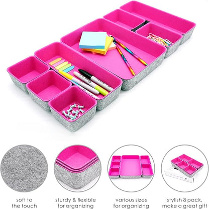 Welaxy Desk Drawer Organizer Tray Set, 8-Piece Office Drawer Organizers