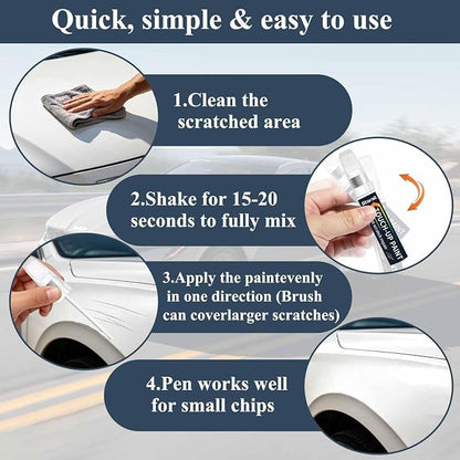 Mineral White(A96) Touch Up Paint Pen for BMW 2-in-1 Quick & Easy Car Scratch Repair Kit Exact OEM Match for X5/X4/iX3/X3/X2/X1/5/1 Series