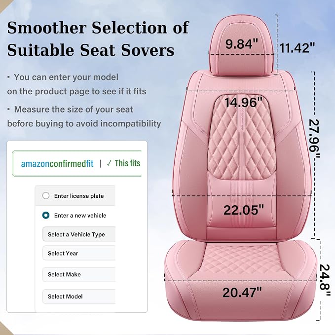 Coverado Car Seat Covers, Car Seat Covers Front Seats, 2-Pack Front Seat Cover, Nappa Leather Waterproof Seat Covers, Car Seat Protectors, Automotive Seat Covers Universal Fit for Most Vehicles