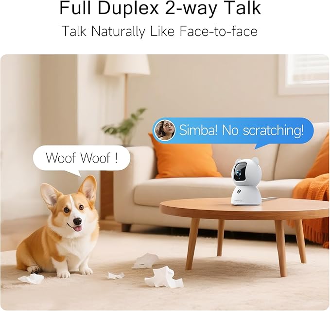2.5K Indoor Camera 2pack, Non-Subscription AI Person/Pet/Cry Detection