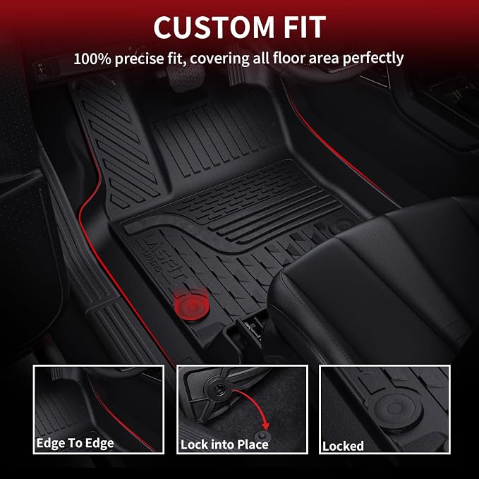 LASFIT Floor Mats for Dodge Ram 1500 2013-2018 & 1500 Classic 2019-2024 Quad Cab Bench Seat(Not for Bucket Seat & Vinyl Flooring), All Weather TPE Custom Fit Car Mats Floor Liners 1st Row Only, Black