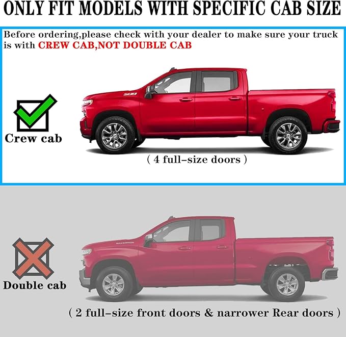 COMNOVA 6" Running Boards Compatible with 07-18 Chevy Silverado/GMC Sierra 1500 Crew Cab; 07-19 2500 3500HD. Running Boards for Silverado Crew Cab(Including in 8 Brackets with Plastic Covers)