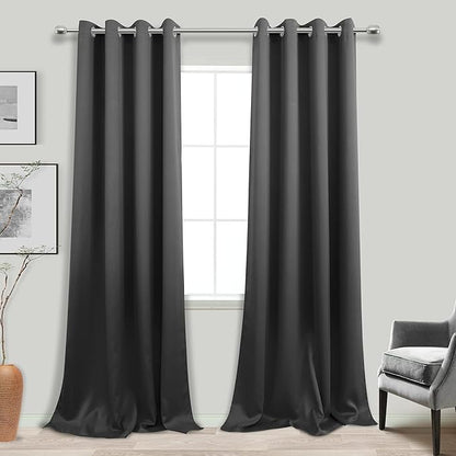 KOUFALL 132 Inch Curtains Long, Dark Grey