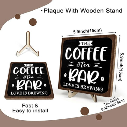 Coffee Bar Decor Sign, Rustic Wooden Plaque