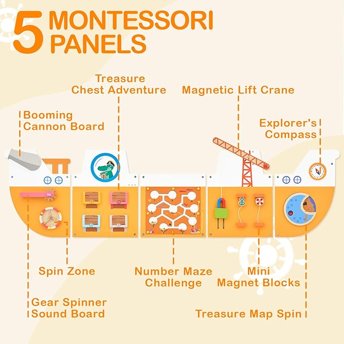 Monläurd® Wooden Ship Activity Wall Panel