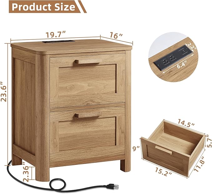 Joaxswe Farmhouse Nightstand Set of 2