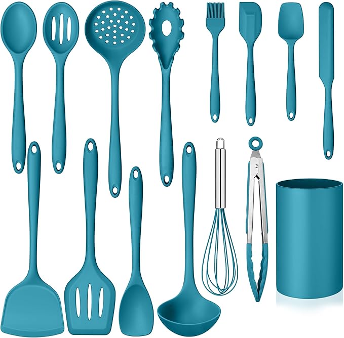 Homikit Silicone Cooking Utensils Set, 15-Piece Nonstick and Heat Resistant