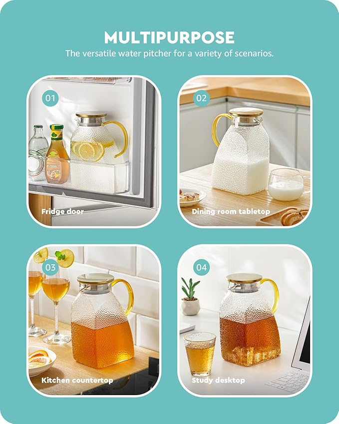 Baffect Water Pitcher, High Borosilicate Glass Jug