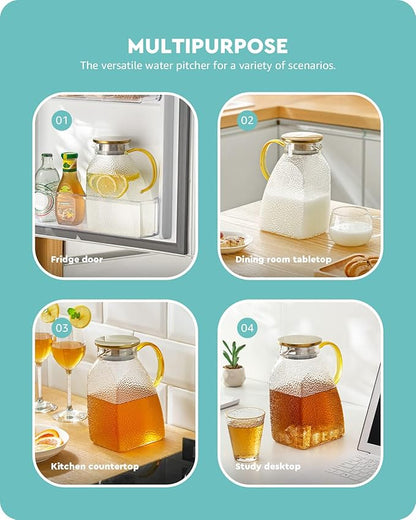Baffect Water Pitcher, High Borosilicate Glass Jug