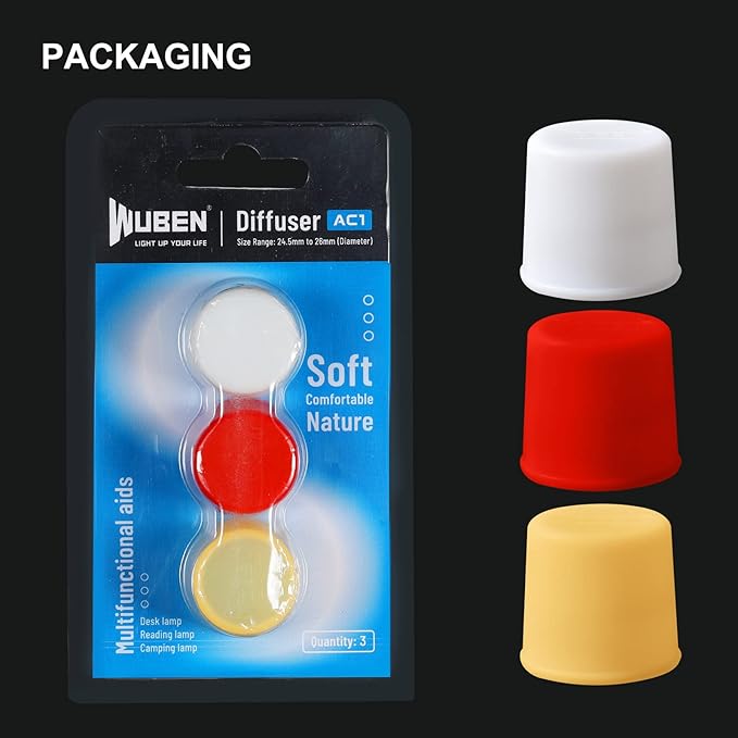 WUBEN AC1 3 Colors Flashlight Diffuser Durable Compatible with 24.5-26mm Diameter Lamp Caps for C3 L50 L50S TO40R TO46R Flashlight