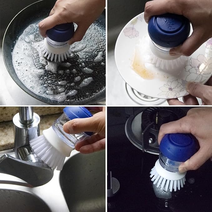 CELOX 2 Pack Dish Brush with Soap Dispenser