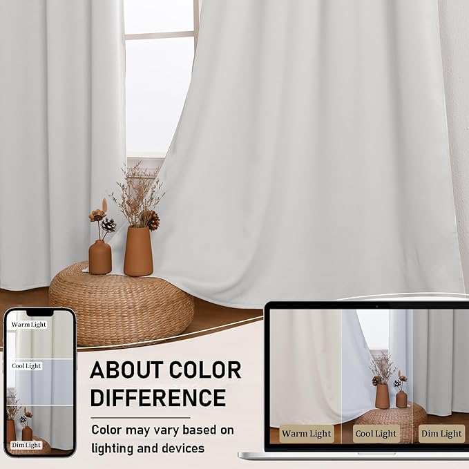 JIUZHEN Blackout Curtain with Tiebacks-Thermal Insulated and Light Blocking
