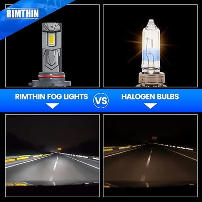 rimthin 9005/HB3 Bulbs, HB3 Fog Lights 6000K Cool White, Pack of 2