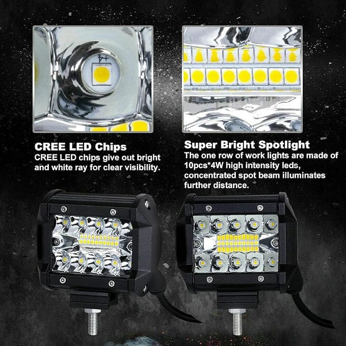 4 Inch LED Light Pods 60W 12000LM Combo White Led Light Bars Spot Flood Beam Off Road Driving Fog Lights Waterproof for Offroad Boat Car Tractor Truck SUV ATV Grain Drill, Mower, Snowplow
