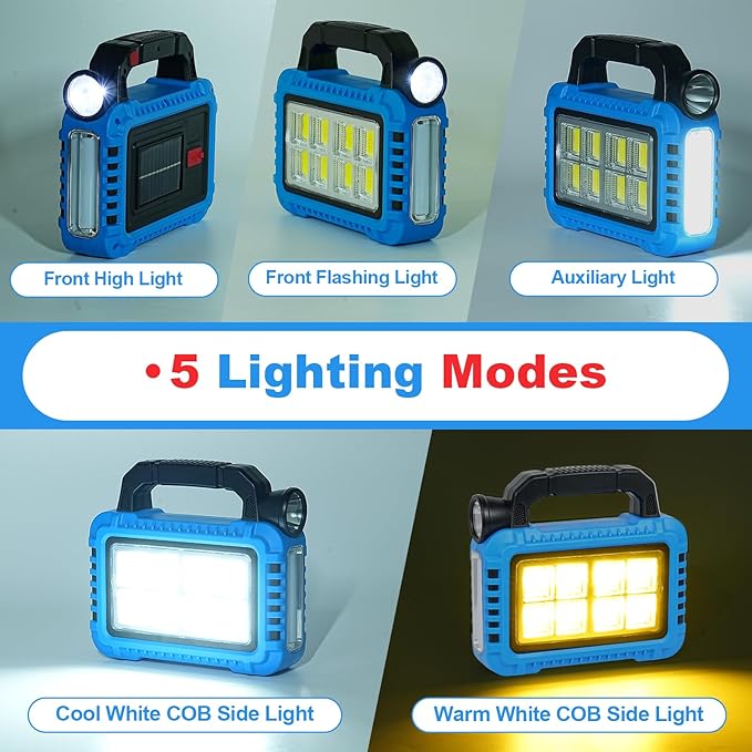 4 Pack Lantern Camping Essentials Accessories Gear Solar Lights, LED Flashlight for Power Outages, Rechargeable Tent Lights for Emergency, Hurricane, Survival Kits, Operated Lamp