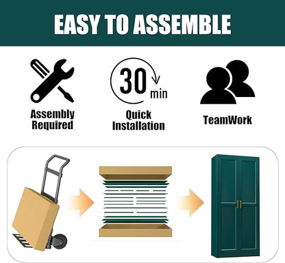 71" Tall Metal Storage Cabinet, Kitchen Pantry Storage Cabinets with Doors and 4 Shelves, Food Pantry Cabinet, Large Cupboard, Utility Steel Cabinets for Dining, Kitchen, Living Room, Green