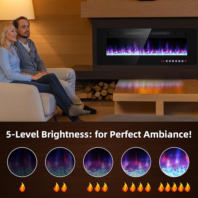Electric Fireplace-60 inch Fireplace Wall Mount/Recessed/Free Standing-Ultra
