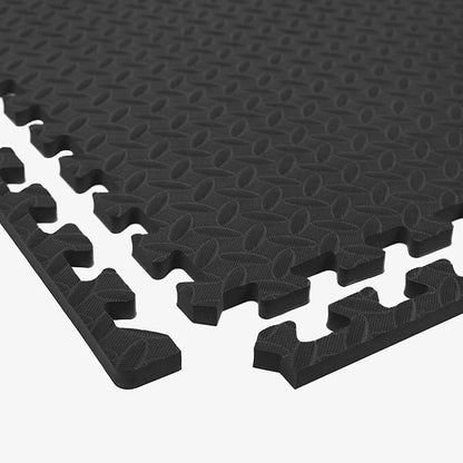 IncStores 1/2 Inch Thick Diamond Soft Foam Flooring Tiles | High-Density Interlocking Foam Tiles for Rugged Style in Your Home Gym, Playroom, and More | Black, 16 Tiles