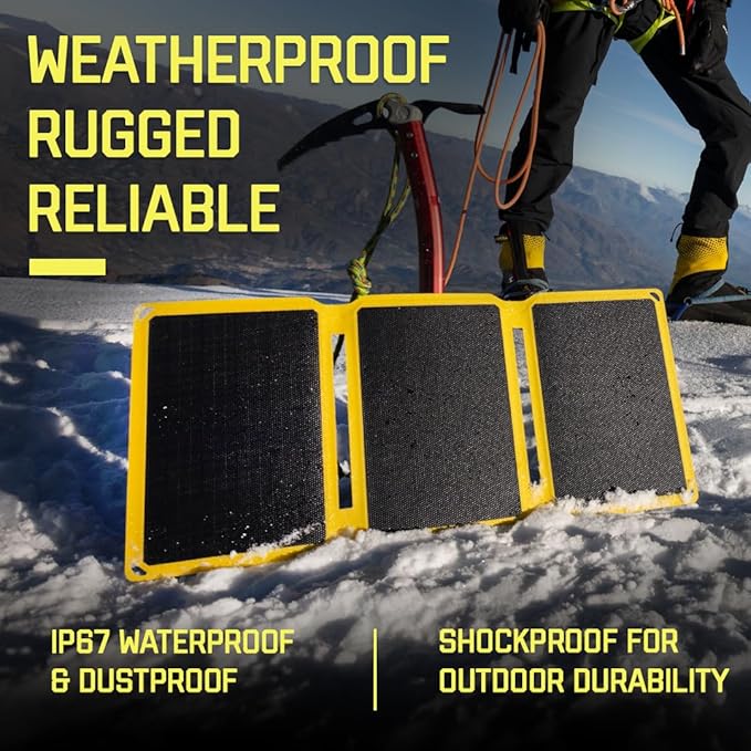 SunJack ??15 Watt Foldable Solar Panel, ETFE Monocrystalline Portable Solar Panel with USB-C and USB-A, IP67 Waterproof Solar Panels for Camping, Backpacking, Hiking and Travel