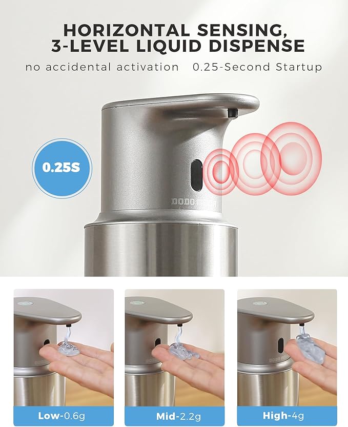 Automatic Liquid Soap Dispenser Touchless, 304 Stainless Steel Bottle Body