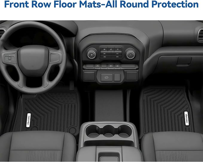 OEDRO Floor Mats Fit for 2019-2026 Chevrolet Silverado GMC Sierra 1500 & 2020-2026 2500HD 3500HD Crew Cab Bench Seat, All-Weather Protection Floor Liners, TPE Material Car Mats, Black