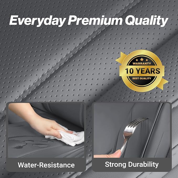 Coverland Custom Fit Car Seat Covers for SUV Compatible with [X1, Pacifica, Passport, Patriot, Captur] Premium Water Resistant Leather Non-Slip Interior Protector [Full set Dark Gray - Size Chart X73]