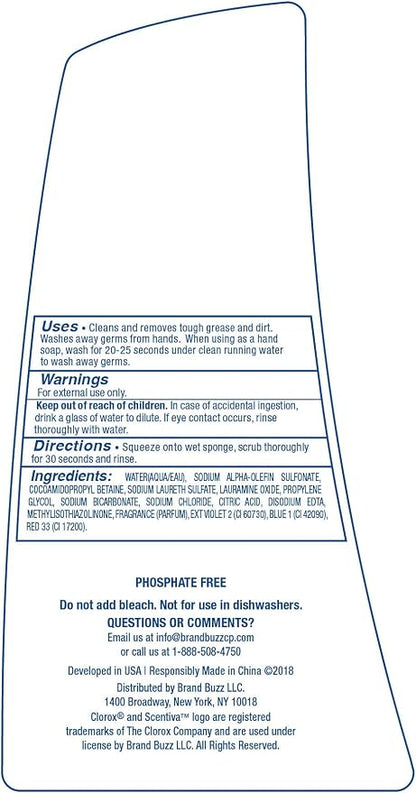 Clorox Scentiva Dish Soap | Great Smelling Dishwashing Liquid Cuts Through Grease FAST | Quick Rinsing Formula Washes Away Germs | A Powerful Clean You Can Trust, Tuscan Lavender & Jasmine, 26 oz