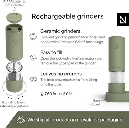 LARS NYSØM Electric Salt and Pepper Grinder Set I Automatic Salt and Pepper