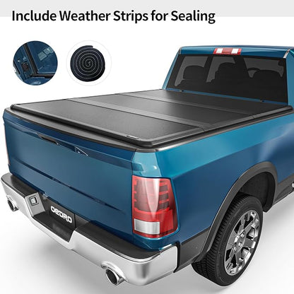 OEDRO FRP Hard Tri-fold Tonneau Cover Fold Truck Bed Covers Fits for Chevy Silverado/GMC Sierra 1500 2014-2018 New Body Style with 6.6 Feet Bed w/o Multi-Flex Tailgate