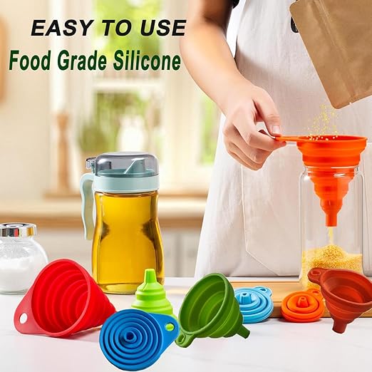 Kitchen Funnel Set of 6, Large Medium and Small, 2025 Upgrade Silicone Kitchen