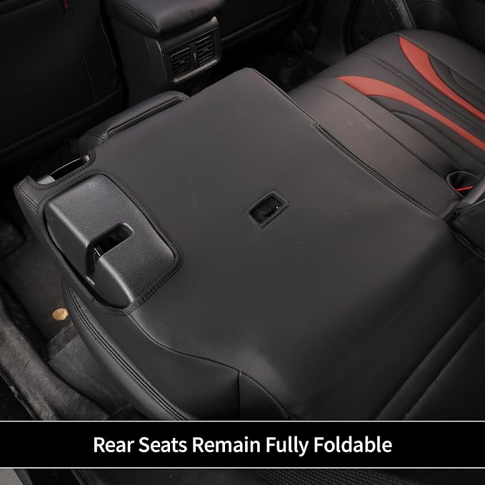 EKR Rav4 Seat Covers Custom Fit for Toyota Rav4 2021-2024 Prime SE,XSE & 2019-2025 Hybrid/PHEV SE,XSE, Leather Car Seat Cover Full Set for SUV,Faux Leather(Black +Burgundy)