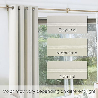 KOUFALL 52x86 Inches Long Beige Blackout Curtains