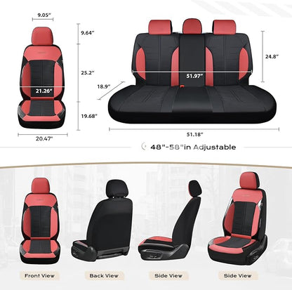 Coverado Seat Cover, Car Seat Cover Rear Seats, 3D Air Mesh Breathable Seat Protectors Sports Carbon Fiber Design Airbag Compatible Comfort Universal for Most Cars, Van,Trucks, SUV, Black&Wine