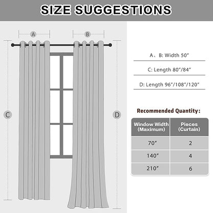 3-in-1 Grey 50x120 Grommet Soundproof Curtains Full Blackout Curtains Thermal