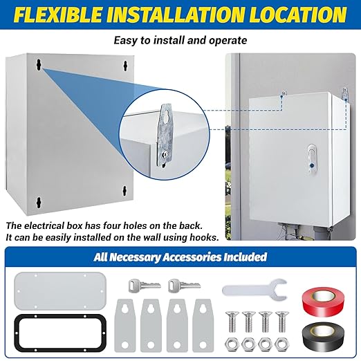 Electrical Box 12 x 10 x 8'' Steel Electrical Junction Box，NEMA 4X Steel