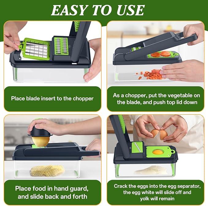 HomeHacks Vegetable Chopper Vegetable Cutter, 15 in 1 Kitchen Gadget, Onion