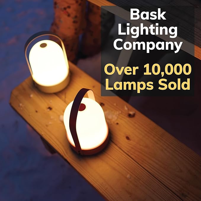 Bask KIN 3.0 Portable Cordless Rechargeable Lantern Table Lamp | Goes 5X Longer Without Needing A Charge - Only Lamp with A Long-Lasting LiFePO4 Battery On The Market