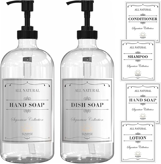 Sunrise Premium 16 OZ Thick Clear Glass Soap Dispenser