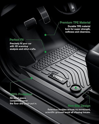 VIWIK Floor Mats Compatible for Mitsubishi Outlander 2022 2023 2024, Car Mats 3D Fit All Weather Custom Floor Liners Full Set Front & 2nd Row & 3nd Row Waterproof Anti-Slip Automotive Floor Mats TPE