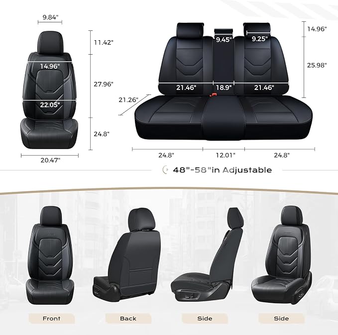 Coverado Front Seat Cover, 2 PCS Black Seat Cover for Cars, Leather Car Seat Cover, Waterproof Car Seat Protector, Automotive Seat Cover, Universal Car Seat Cushion Fit for Most Sedan SUV Truck