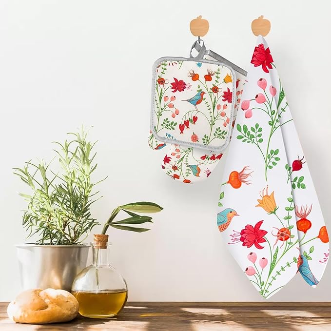 3 Pcs Kitchen Stuff, Kitchen Oven Mitts and Pot Holders Sets