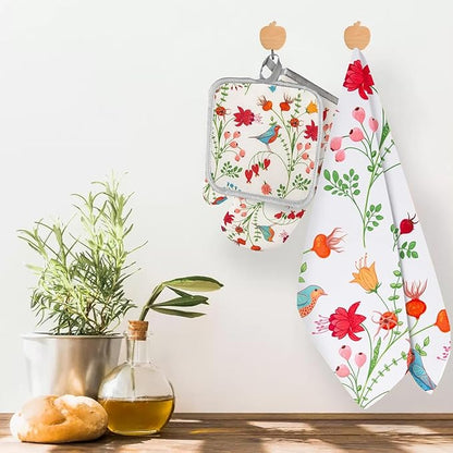 3 Pcs Kitchen Stuff, Kitchen Oven Mitts and Pot Holders Sets