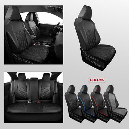 FREESOO for Toyota Corolla Seat Covers L LE 2020 2021 2022, Luxury Leather Seat Covers for Cars, Custom Fit Car Seat Covers, Waterproof Car Seat Cover Cushions Protector, Black Full Set