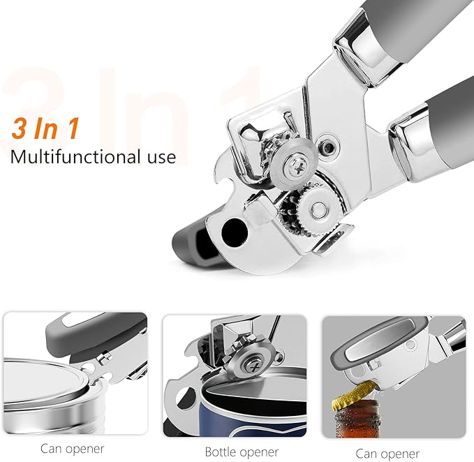 Can Opener, Professional 3-In-1 Multifunctional Manual Can Openers Bottle Opener