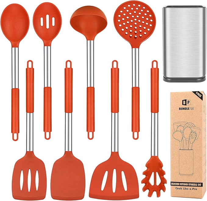 Silicone Cooking Utensil Set, BPA Free Heat Resistant Kitchen Tools