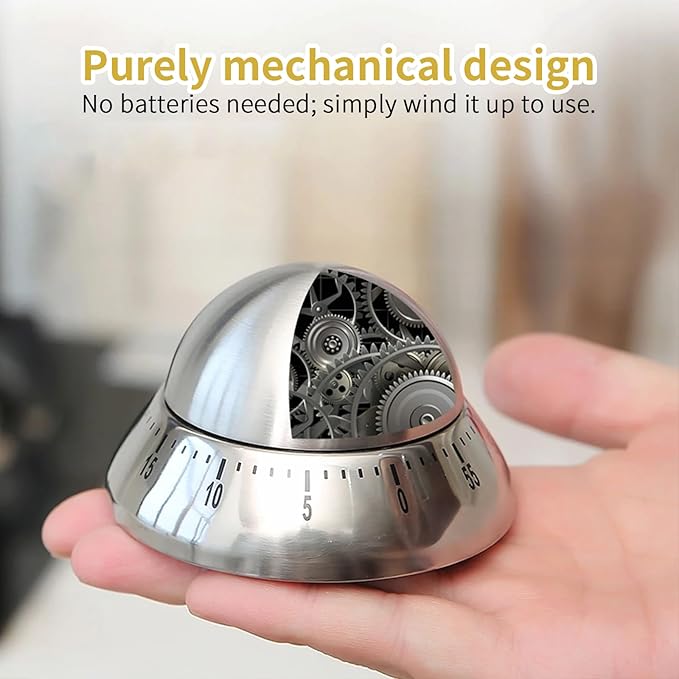 Mechanical Kitchen Timer, Wind Up 60 Minutes Manual Countdown